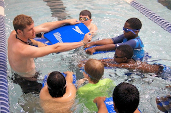 boys at swim instruction