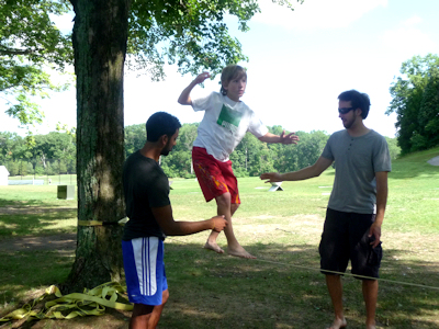 boy on slackline