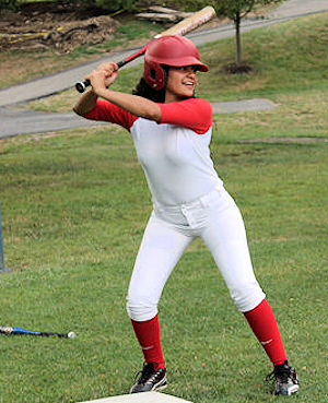 Softball player at bat
