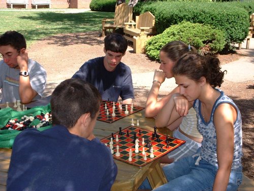 girl playing chess