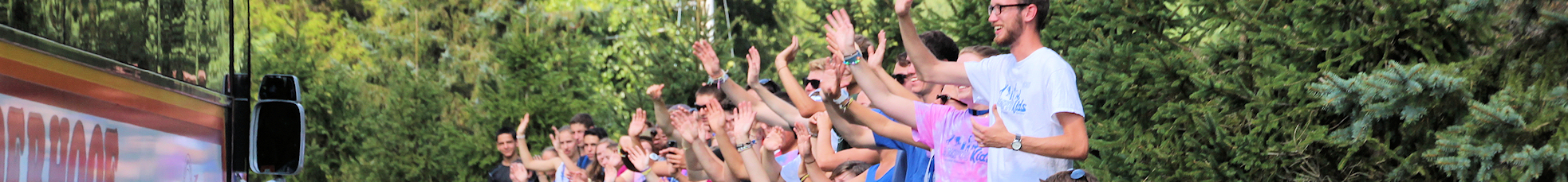 Waving goodbye to the bus